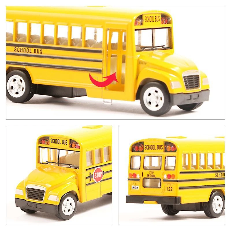 5\'\' US School Bus Toy Car For Children RMZ CiTY Classical Diecast Miniature Vehicle Model Pull Back Collection Gift For Boys