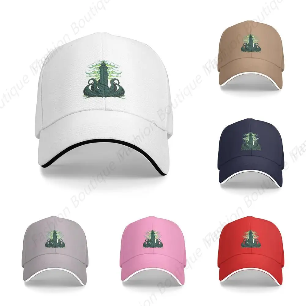 

High Quality Monster In The Sea With Clouds Covering The Lighthouse Cap Sandwich Cap Peaked Caps Men Women Outdoor Sun Visor