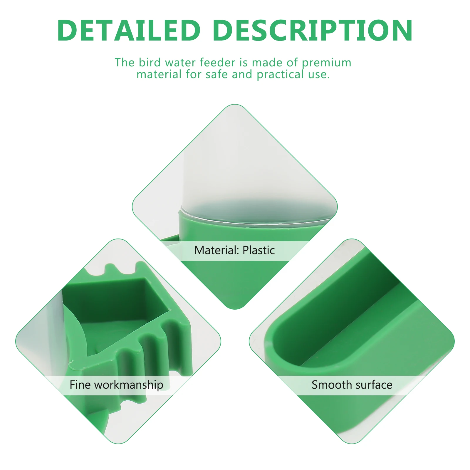 

1Set Automatic Bird Water Feeder Cage Supply Green Anti-Splash Bite Resistant Pet Water Bowl Drinking Fountain for Small Birds