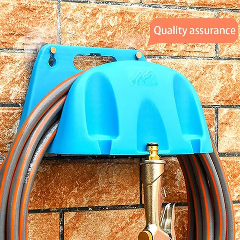 PZHI Wall Mounted Garden Irrigation Hose Hanger, Plastic Watering Hose Organizer Storage Bracket, Pipe Winding Frame, Blue, for