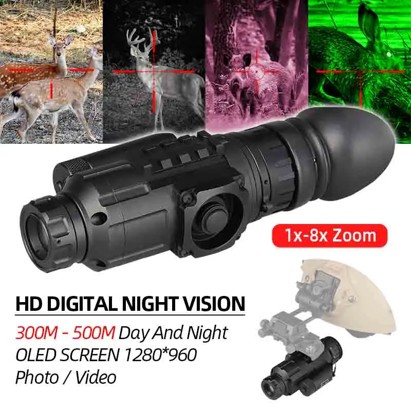 Tactical 1X-8X Night Vision TNVC-M250HD High-definition Digital Night Vision All Metal COS LCD Monitor For Outdoor Hunting