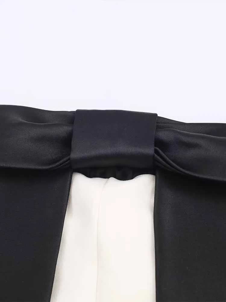 유럽과 미국 스타일의 겨울 신상품, 리본 장식이 있는 트렌디한 여성 의류 디자인의 스트랩리스 드레스