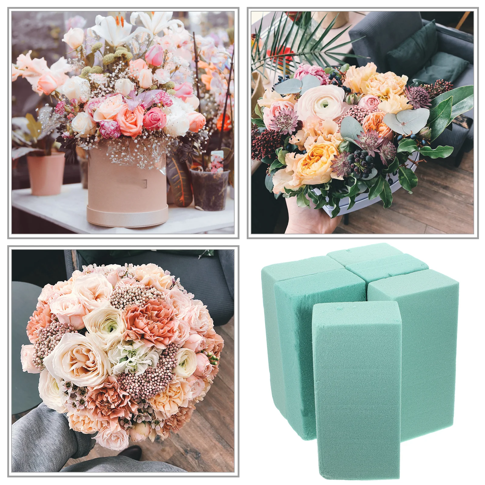 

6 PCS Greenery Flower Arrangement Mud Tile Bricks Hydrangea Artificial Flowers Plant