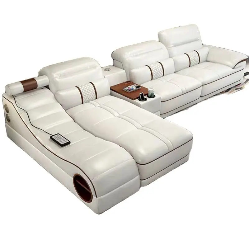 living room furniture modern fist layer genuine leather sofa modern Electric massage sectional sofa set s20714