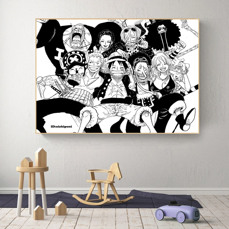 Japanse Anime Een Stuk Canvas Schilderij Luffy Zoro Ace Sabo Poster Print Muurschildering Foto 'S Muurkunst Home Decor Accessoires Cuadros