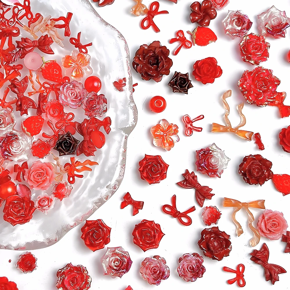 

30PCS Mixed Design 3D Acrylic Flower Nail Art Bow Charms Accessories Parts For Nails Decoration Manicure Decor Supplies Material