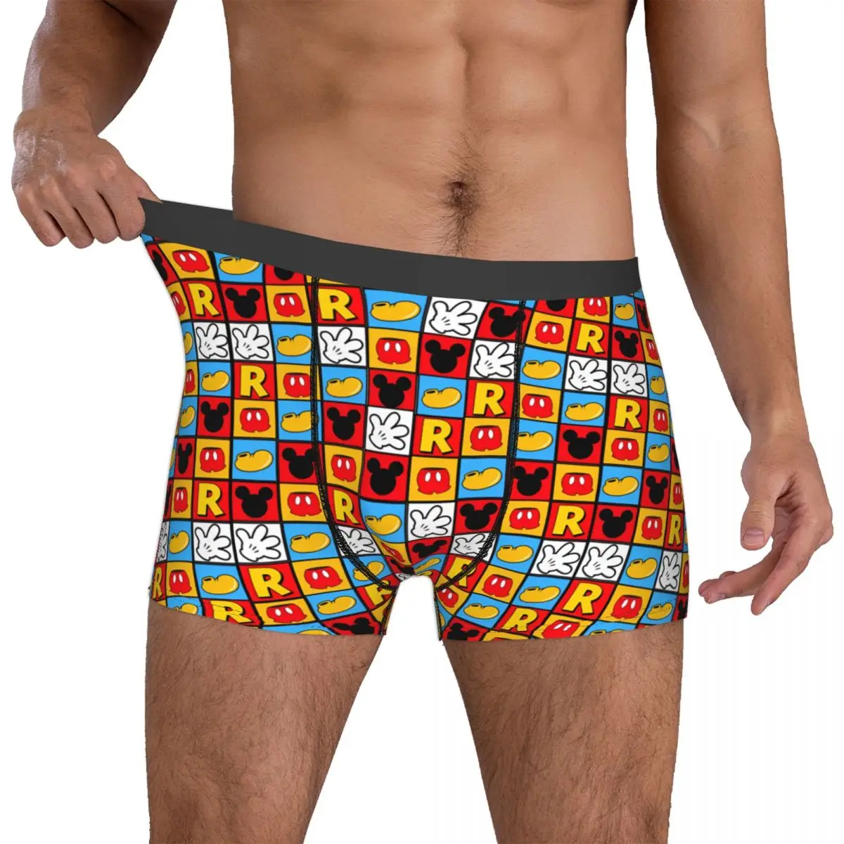 

Мужские трусы-боксеры с 3D-принтом в стиле аниме Микки Маус, дышащие, с эффектом коллажа