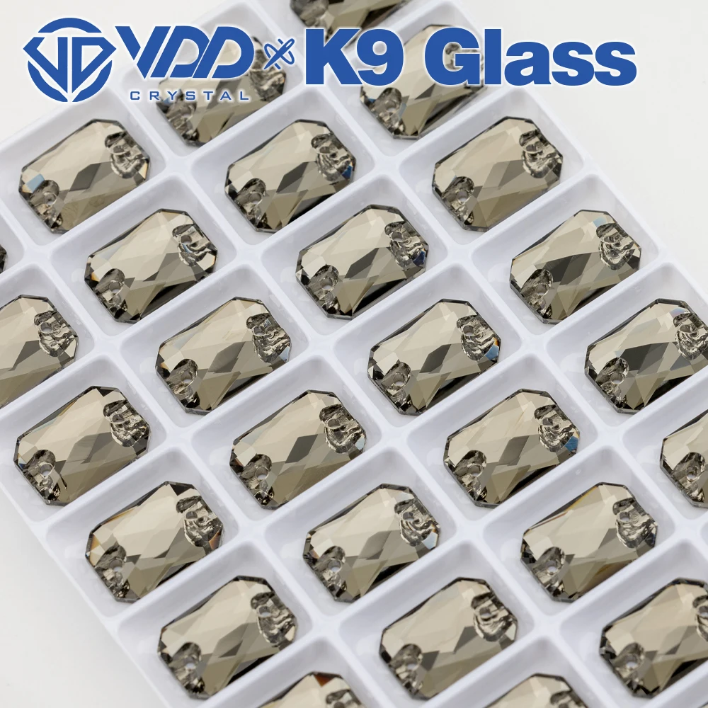 VDD S103 Schwarzer Diamant Smaragdschliff Hochwertige K9-Glas-Applikationssteine, Kristall-Flachboden zum Aufnähen für Kleidungsdekorationen – Detail 6
