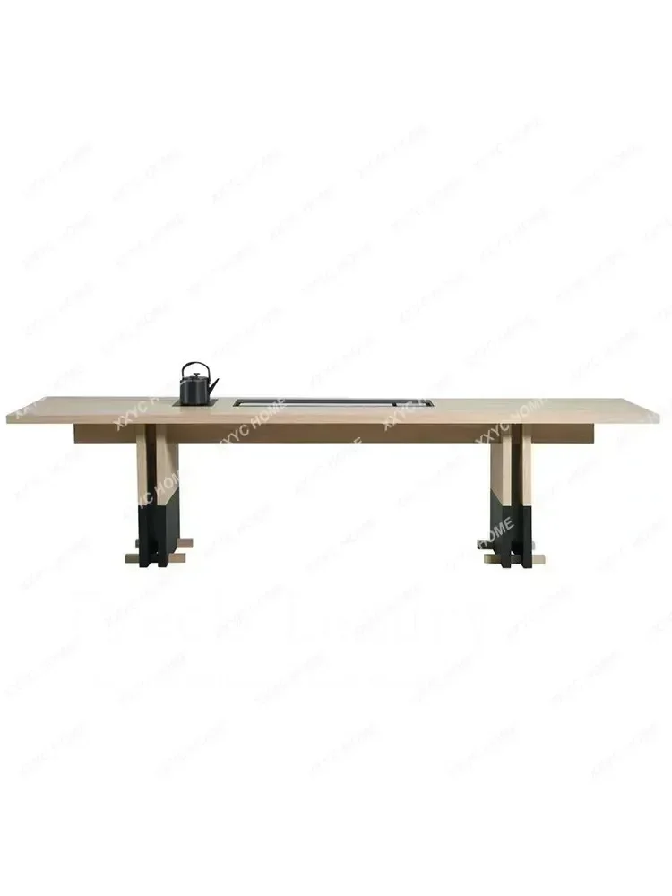 X36 Minimalist Designer Modern Simple Wind Solid Wood Tea Table Integrated Kettle Embedded Tea Table