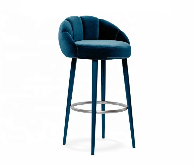 Modern Stainless Steel High Legs Upholstered Bar Stool for Coffee Shop