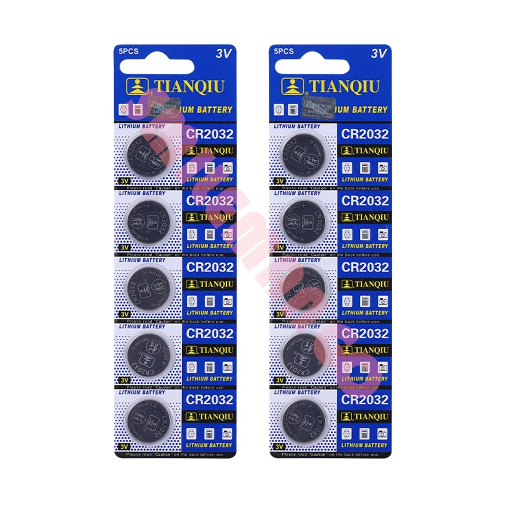 TIANQIU CR2032 Battery DL2032 ECR2032 BR2032 2032 CR 2032 3V Lithium Button Cell Coin Battery Long Lasting for Watch Remote