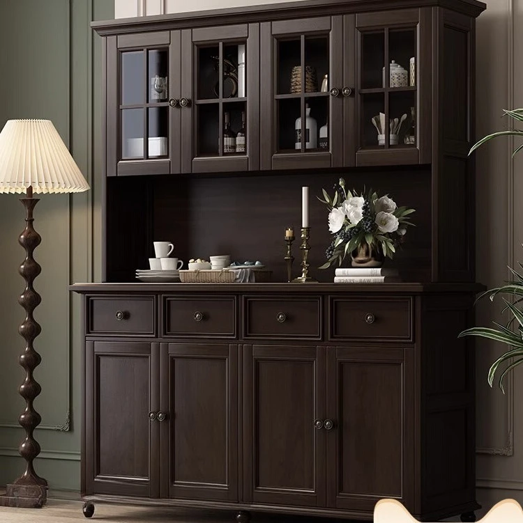 Rural solid wood living room simple retro floor cabinet double door dining side cabinet