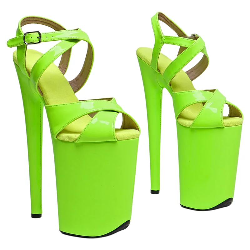 

Leecabe 23CM/9inches patent PU Trendy fashion Platform High Heels Sandals party stripper heel Pole Dance shoes