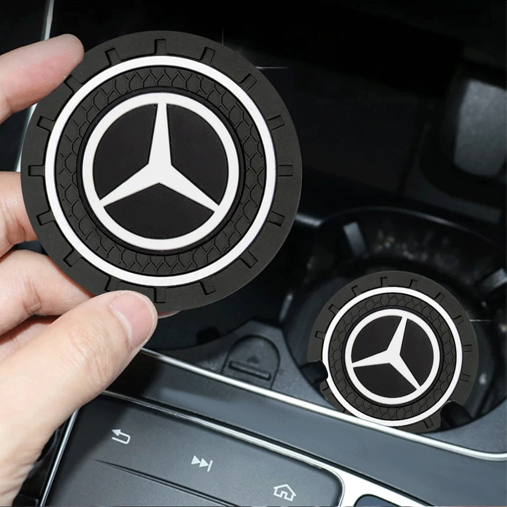 2pcs New Non-slip Car Water Cup Pad Rubber Mat For Mercedes-Benz AMG Accessories W140 W168 W202 W108 W124 W177 AMG W212 W213