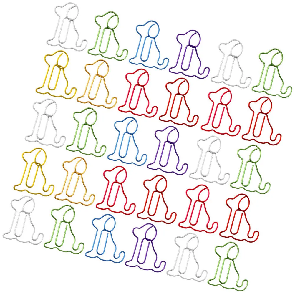 

60pcs Cute Dog Paper Clips Animal Shaped Bookmarks Multifunctional Office Binder Clips Metal Bookmark Dog Fun for Home