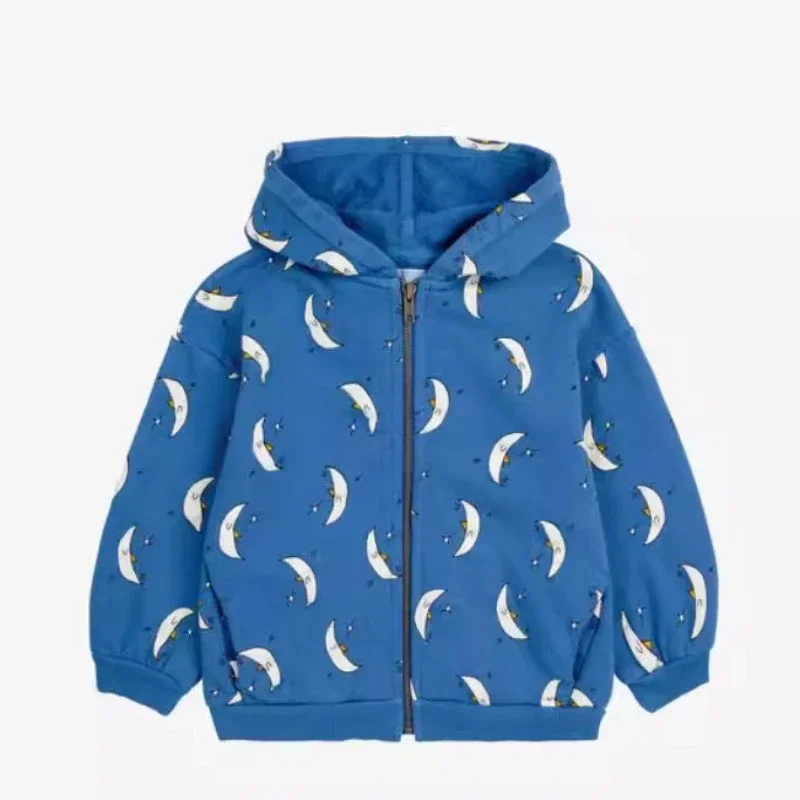 kids over zipped hoodie 2024 new autumn color block tops boys and girls printed jackets 80-150cm cute baby clothes