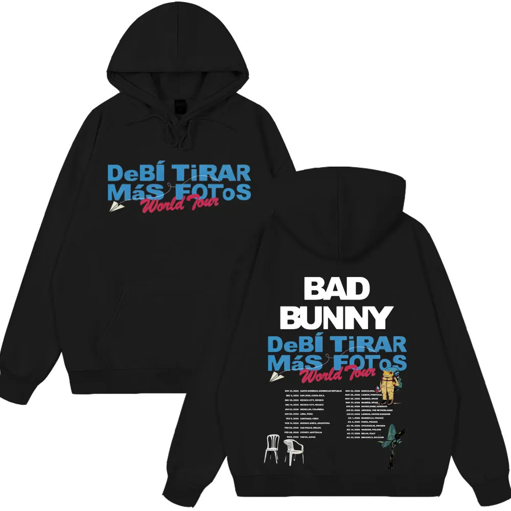 

Rapper Bad Bunny DeBi TiRAR MaS FOToS DTMF World Tour Retro Hoodie New Style Autumn/Winter Printed Pure Cotton Hoodie