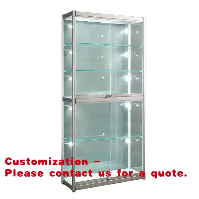 

Customize.Full Display Glass Cabinet Floor Standing Aluminum with Lock Led Lights Showcases Glass Display Cabinets Sh