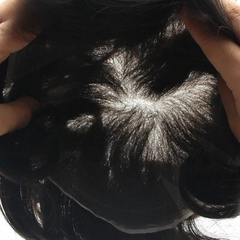 Kuin-tupé suave para hombre, Base de encaje transparente, peluca transpirable, prótesis capilar, peluca de cabello humano