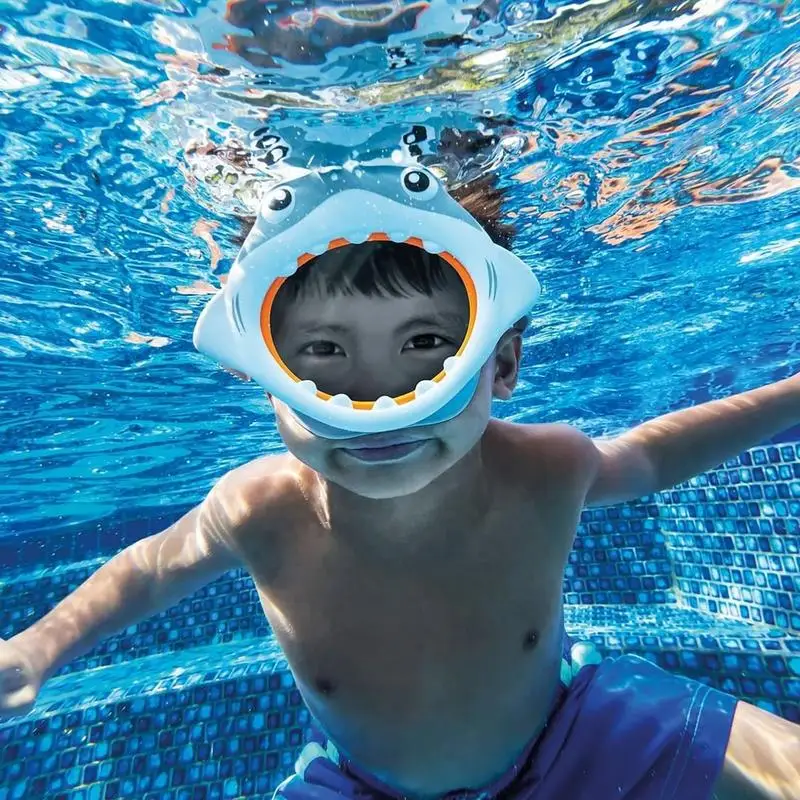 Full Face Diving Masque Swimming Equipment Shark Design Underwater Breathing Anti Fog Waterproof Self Contained Masque Children