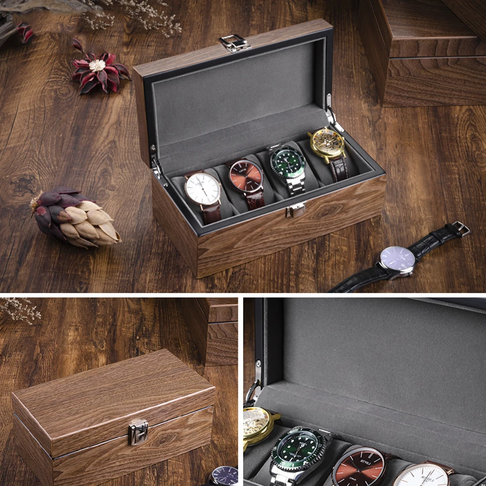 Walnut Wooden Watch Storage Box Multi Slots Display Organizer Case for Mechanical Watches Bracelets Bangles Home Collection