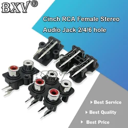 5PCS RCA Female Stereo Audio Jack 2/4/6 Holes AV Audio Input Socket Connector Lotus Row Amplifier Interface Signal Connection
