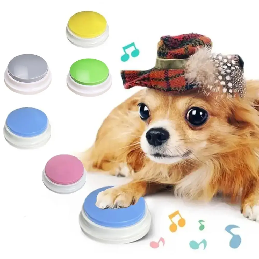 Recordable Pet Voice Recording Button Lightweight Easy To Press Dog Answering Button with Sticker Round Cat Talking Button