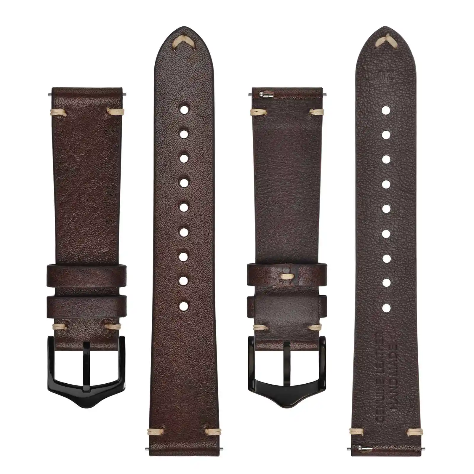 ANBEER Retro Style Leather Watch Strap 18mm 20mm 22mm Military Watch Strap for Men Suitable for traditional watches