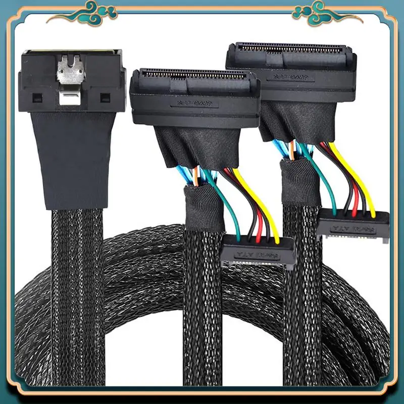 (신규)-듀얼 SFF-8639 U.2 Nvme SSD 고속 데이터 케이블, PCI-E 슬림라인 SAS SFF-8654 8I, SATA 전원 1M 포함