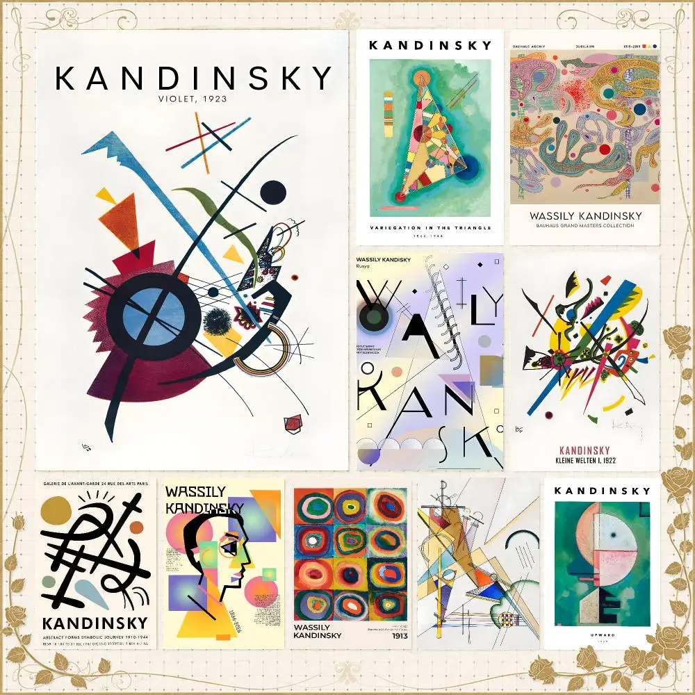 Art Abstract W-Wassily Kandinsky Posters Poster Wall Art Bedroom Living Room Dorm Bar Cafe Gym Studio Home Decor Gifts