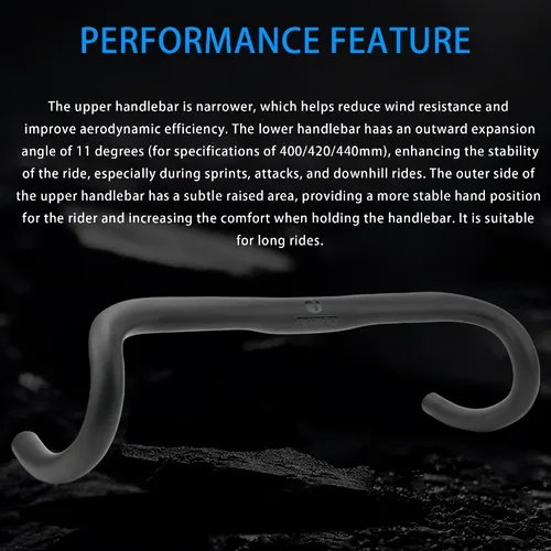 Imagen 2 del producto Manillar de bicicleta de carretera con Cable interno RIRO, 400/420/440MM, todo cableado interno, manillar de bicicleta de grava, barra de caída ultraligera