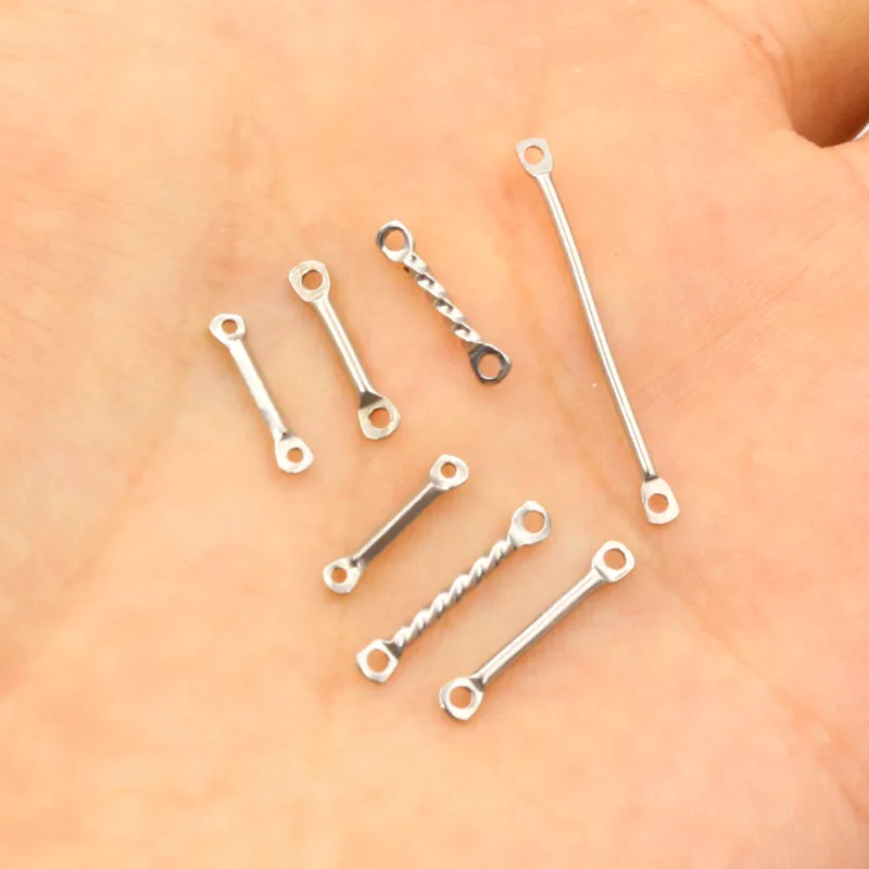 20pcs Stainless Steel 1.2x12mm 1.2x15mm 1.2x25mm Round Straight Tube Double Single Hole Earrings Pendant Jewelry Findings