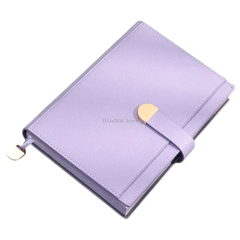 PU Leather Notebook 300 Pages Lined Ribbon Bookmarks Button Closure