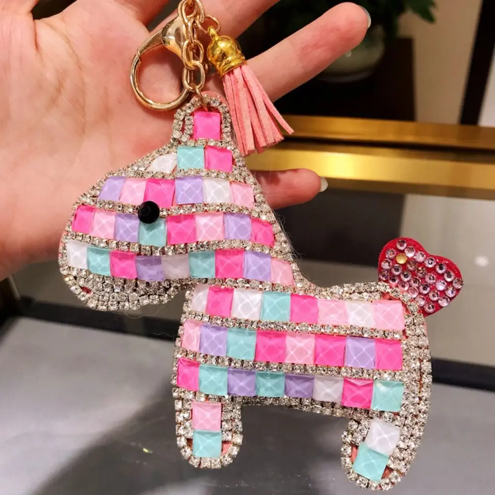 Portable South Korea Bore Pony Keychain Creative Cartoon Car Key Ring Fashionable Cute Bag Pendant Female