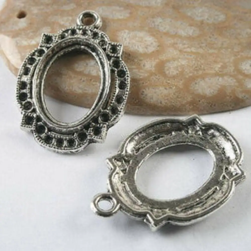 

8pcs 29.4x20.7mm loop:2.5mm dark silver tone picture frame charm h3505