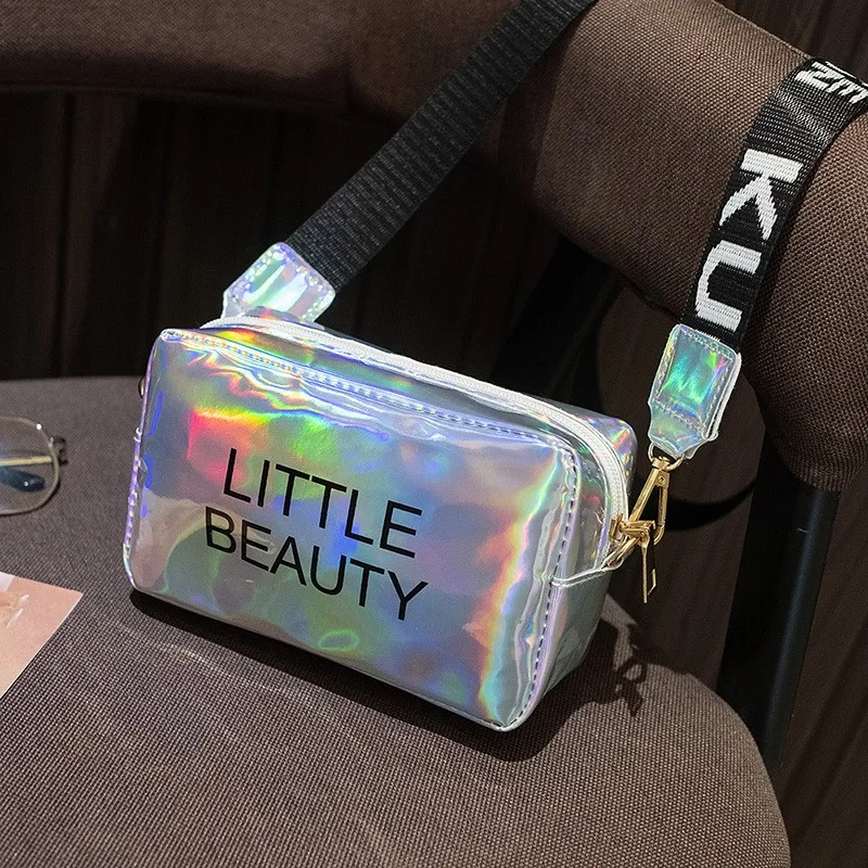 Y2K Small Women Laser Crossbody Messenger Shoulder Bag PVC Messenger Candy Colors Mobile Phone Bag Female Korea New Girls Purse