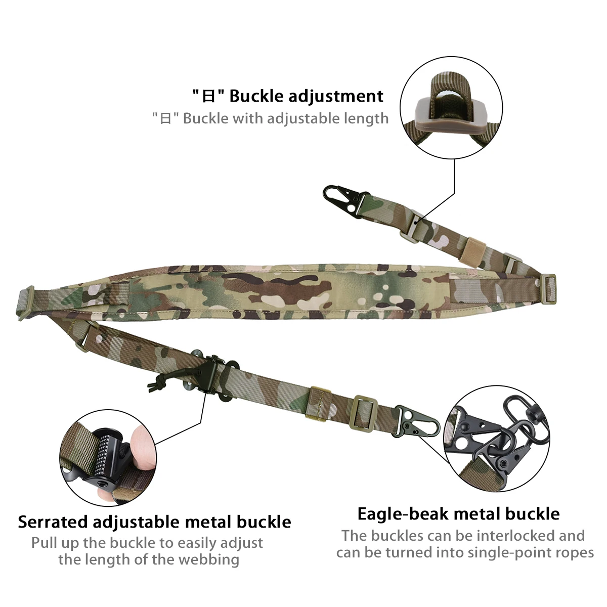 Taktische RSA-Montage, gepolsterter Gewehrriemen, modular, 1 und 2-Punkt, 2,25 Zoll breit, mit HK-Clip-Gürtel, MAGPUL-Schießpistole, Jagd