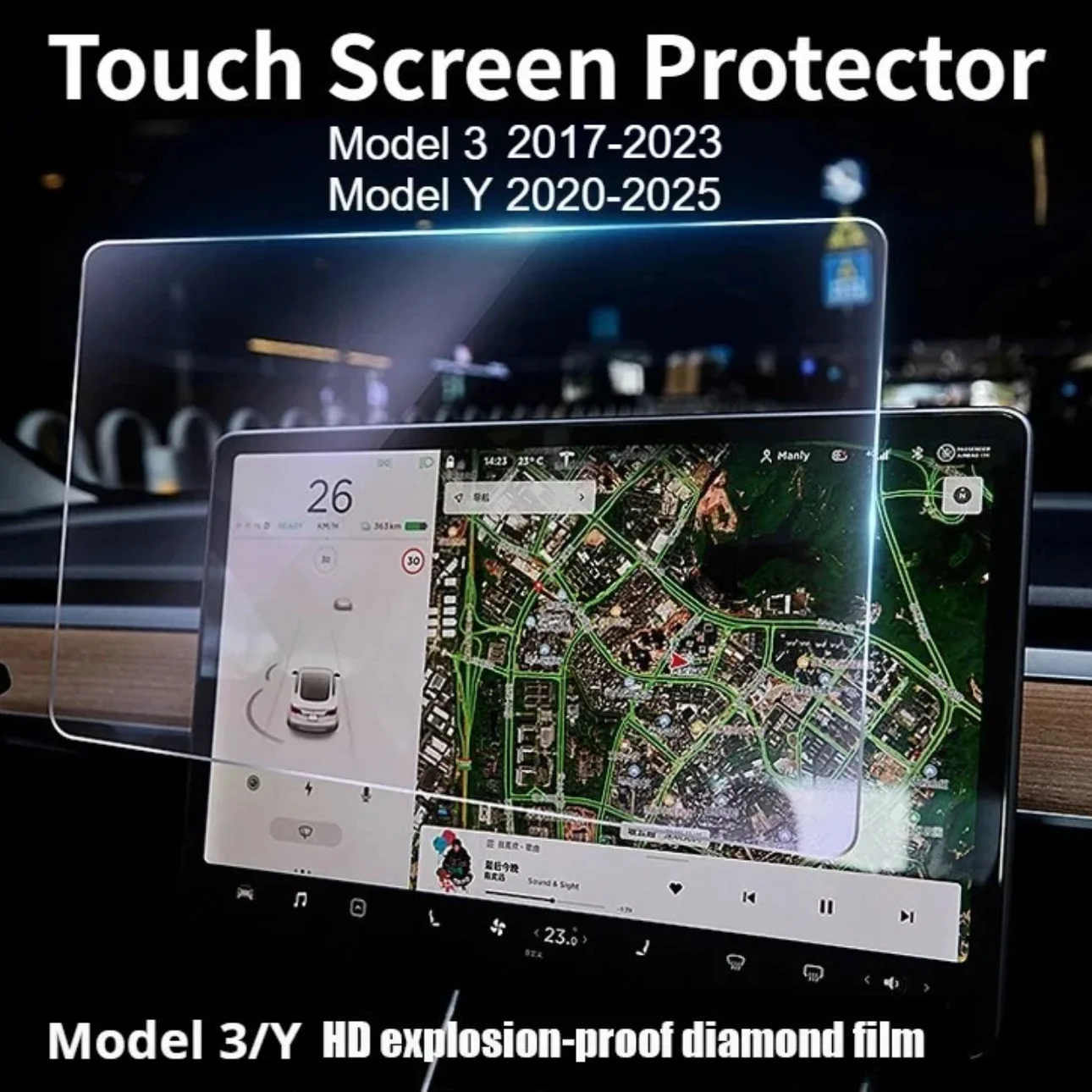 

Touch Screen Protector for Tesla Model 3 2019-2023 Model Y 2020-2025 15 Inch Center Control Tempered Glass Film Navigation