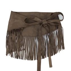 Creative fashion design Maillard suede fringe retro waist cover for women waste soil style wear decorative skirt waist cover