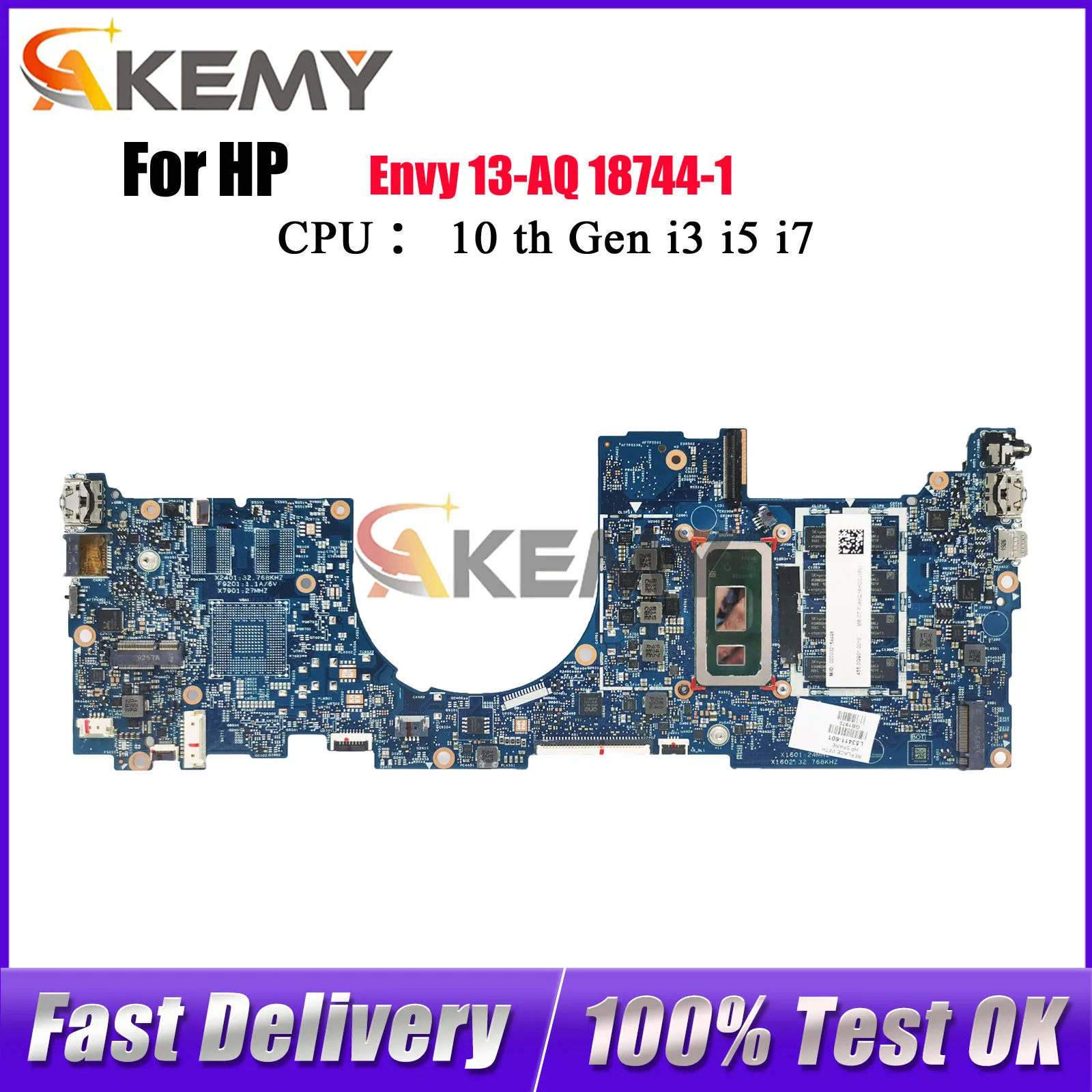 L72578-601 L63124-601 Für HP Envy 13-AQ Laptop Motherboard 18744-1 Mit i5 i7 8th 10th Gen CPU 8GB RAM 100% Vollständig Getestet