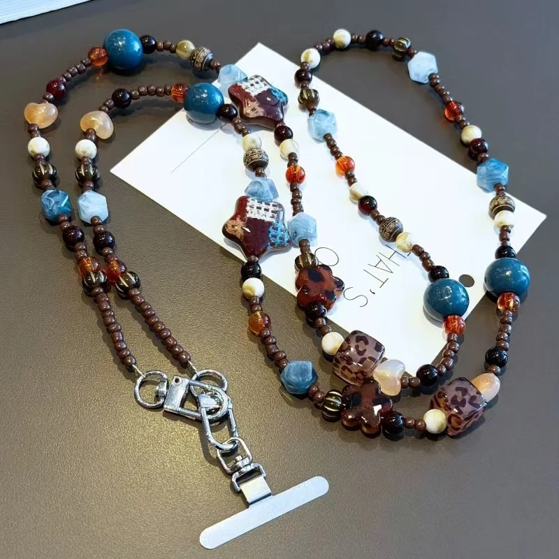 Bohemian Beaded Long Crossbody Phone Lanyard, Multi Color Bead Anti-lost Accessory for Women, Fits Phone, Keys and Handbags