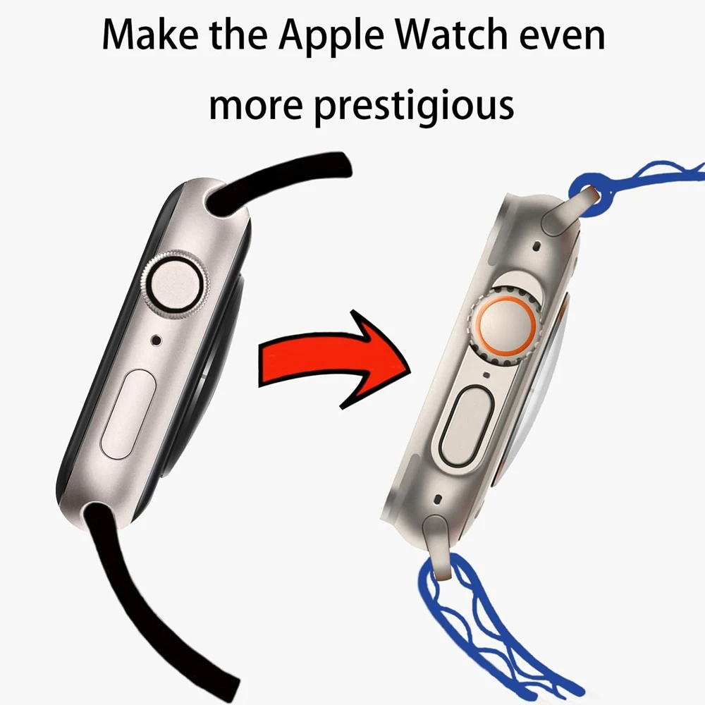 Capa Protetora de Tela para Apple Watch, Estojo para Amortecedor Dianteiro e Traseiro, PC Rígido, 44mm, 45mm, 40mm, 41mm, iWatch 9, 8, 7, 6, 5, 4, Mudança para Ultra