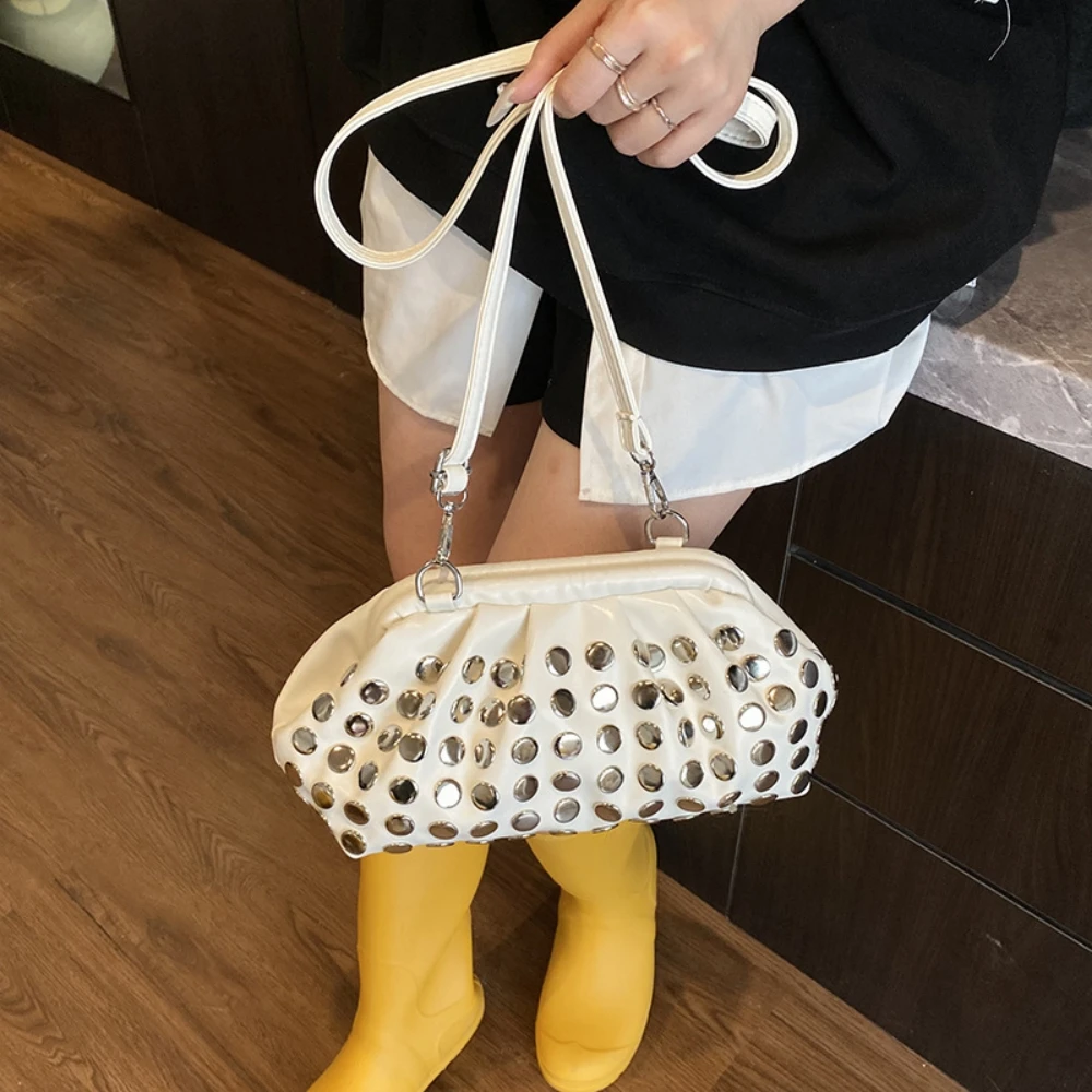 حقيبة كتف سيدة برشام شل حقيبة لفتاة حقيبة كروسبودي حقيبة جلدية حقيبة كروسبودي دلو حزام PU قابل للتعديل