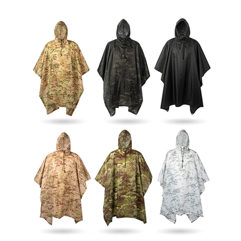 

Waterproof 3 In 1 Raincoat Backpack Rain Cover Rain Coat Hood Hiking Cycling Rain Cover Poncho Raincoat Outdoor Camping Tent Mat