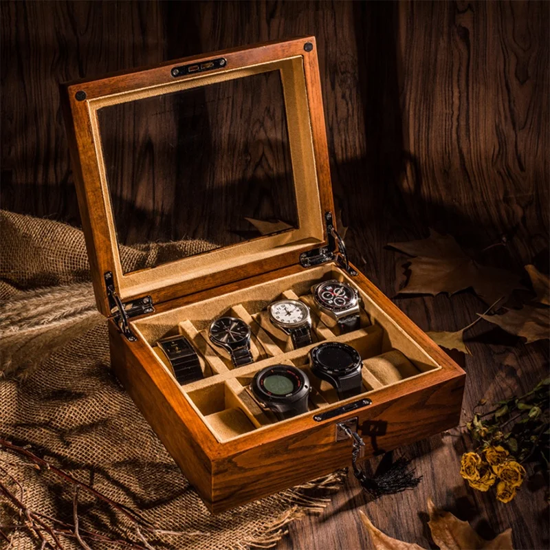 8 Slots Wholesale Luxury Watch Box For Display Solid Wood  Case  Gift