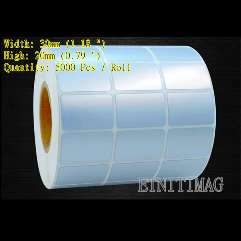 5000 Sheet Sticker label Thermal Transfer Silver PET Label Waterproof Tearproof Oilproof Barcode Label 30mm(1.18