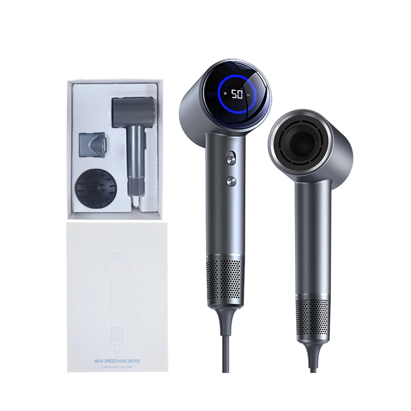 

1600 Вт электрический безлистный фен для домашних собак с отрицательными ионами, фен с ионными функциями, насадка-концентратор, двигатель переменного тока, металлический фен для отелей, салонов