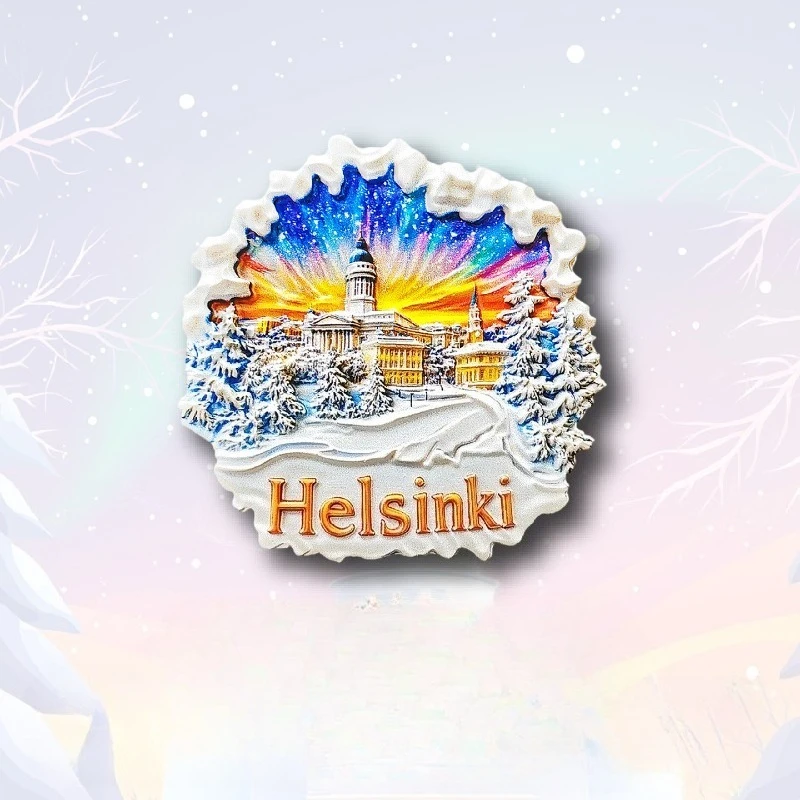 แม่เหล็กติดตู้เย็นเฮลซิงกิ - ของที่ระลึกฟินแลนด์ 3 มิติ การตกแต่งเรียบง่ายแบบนอร์ดิก ของขวัญสแกนดิเนเวียที่ไม่ซ้ําใครพร้อมแม่เหล็กที่แข็งแกร่ง
