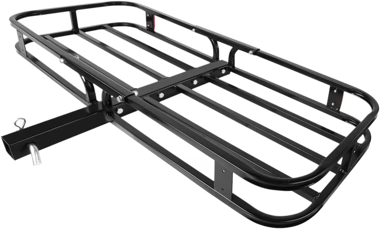 

53" x 19.5" Hitch Cargo Carrier with High Side Rails for RVs, Trucks, SUVs - 500-lb Capacity, Black