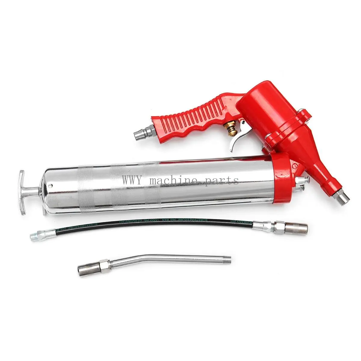 1 Set Car Manual One Hand Grip Air Mini Pneumatic Compressor Pump Grease Tith Pipe Tupe Hose For Gun Red For SUV Truck